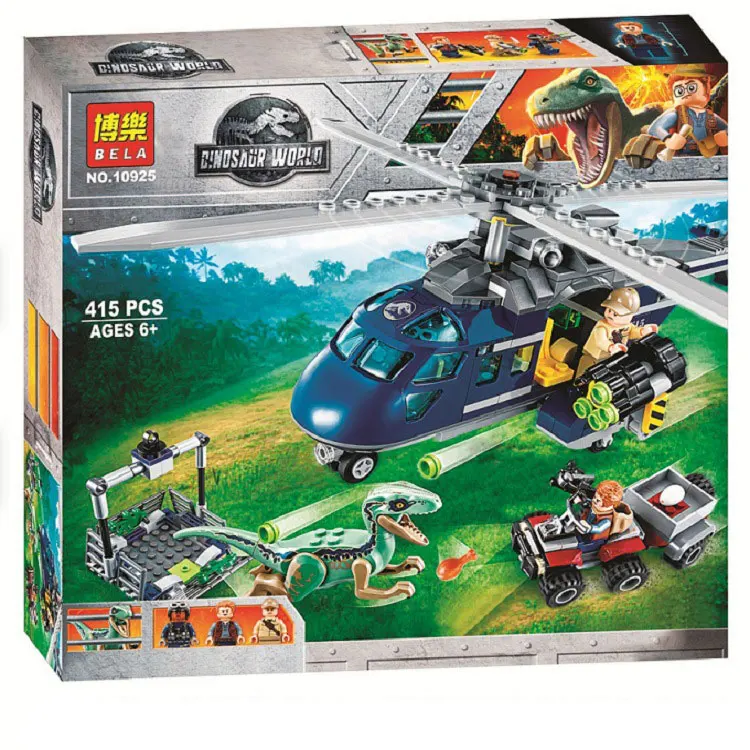 lego jurassic world blue's helicopter pursuit set 75928