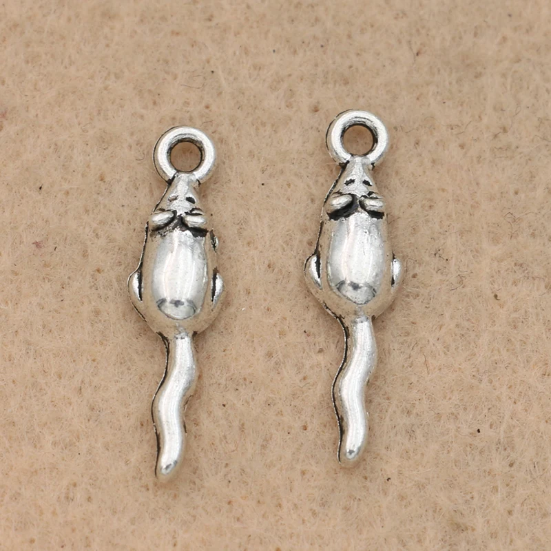 

KJjewel Antique Silver Plated Mouse Charms Pendants for Jewelry Making Bracelet Accessories DIY Findings 24x7mm 10PCS