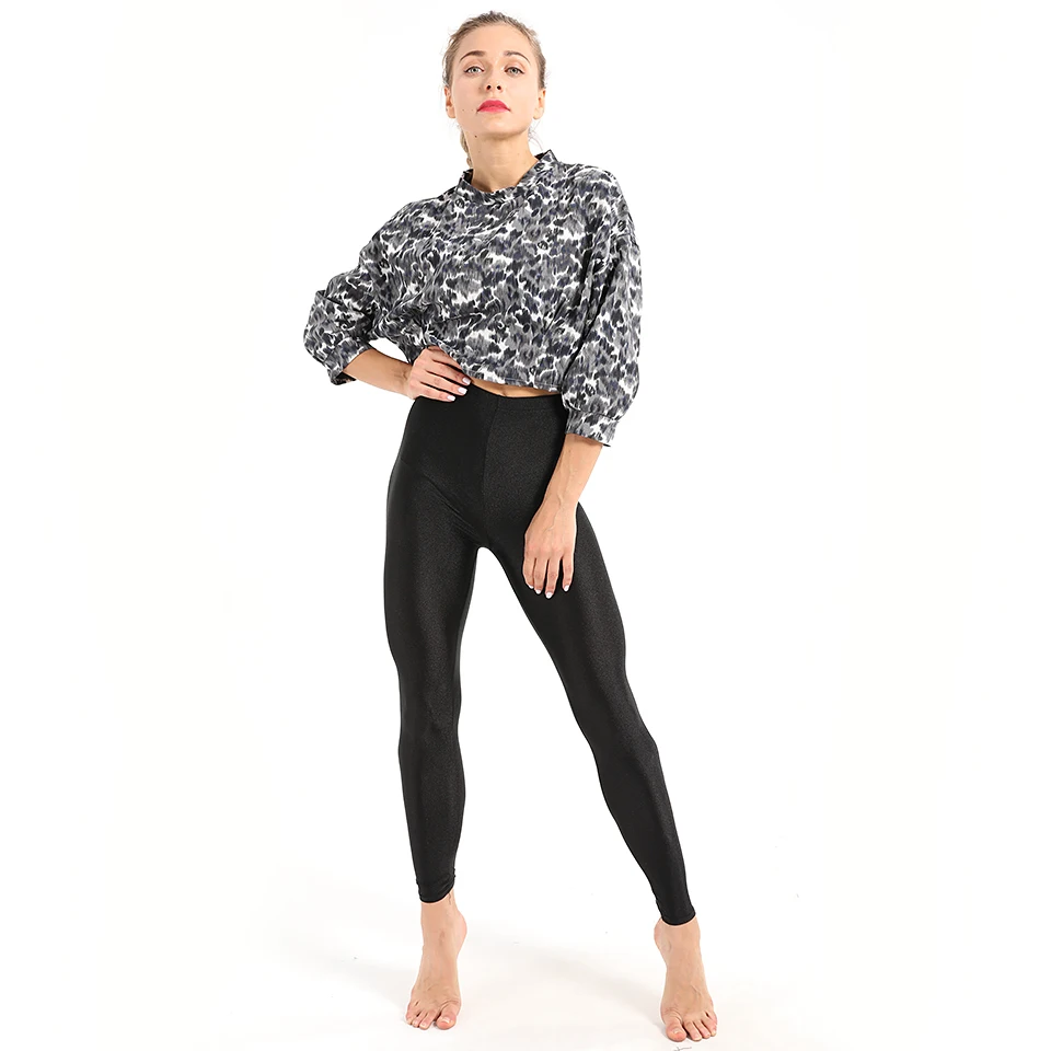 Women Yoga Workout Leggings Casual Shiny Glossy Legging Female Fiteness Leggins Plus Size M-XXXL Black Solid Fluorescent Legging