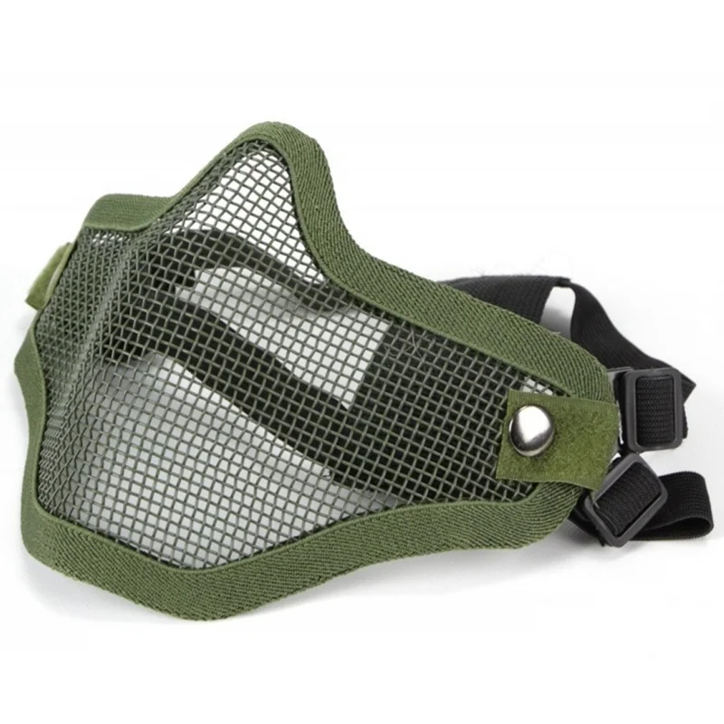 

CQC Outdoor Military Tactical Airsoft Lower Half Face Mask Steel Metal Mesh Skull Protective Mask OD Hunting Halloween Party
