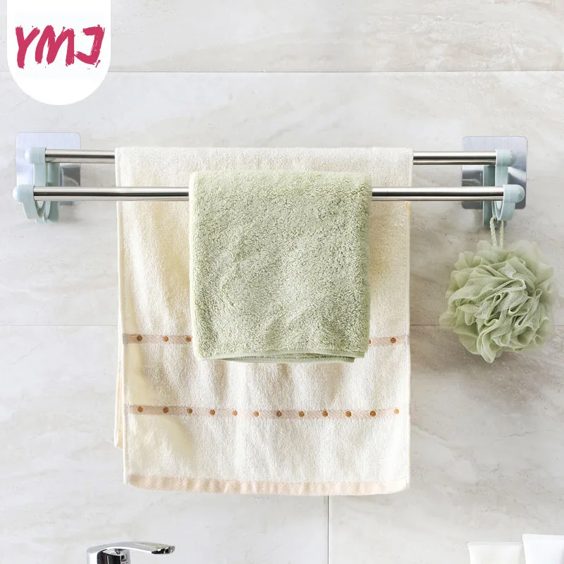 

Stainless Steel Towel Racks Holder Shelf Bath Toilet Bathroom Washroom Seamless Sticker Wall Mounted Rack Kitchen Organizer