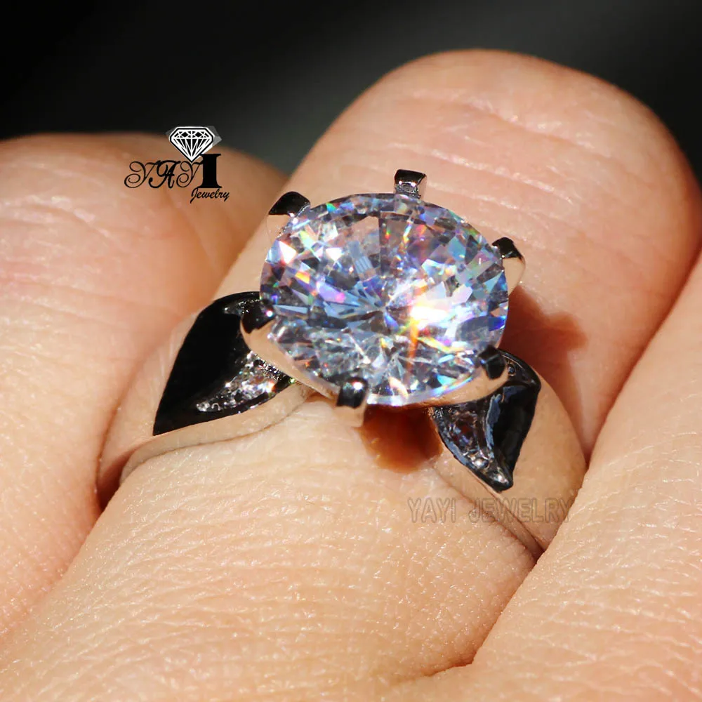 Ювелирные изделия YaYI Мода Принцесса огромный 3.4CT серебро белый циркон Цвет