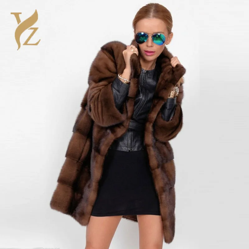 Wholesale Promotion Mink Fur Coats For Women Brand Quality Coffee Color