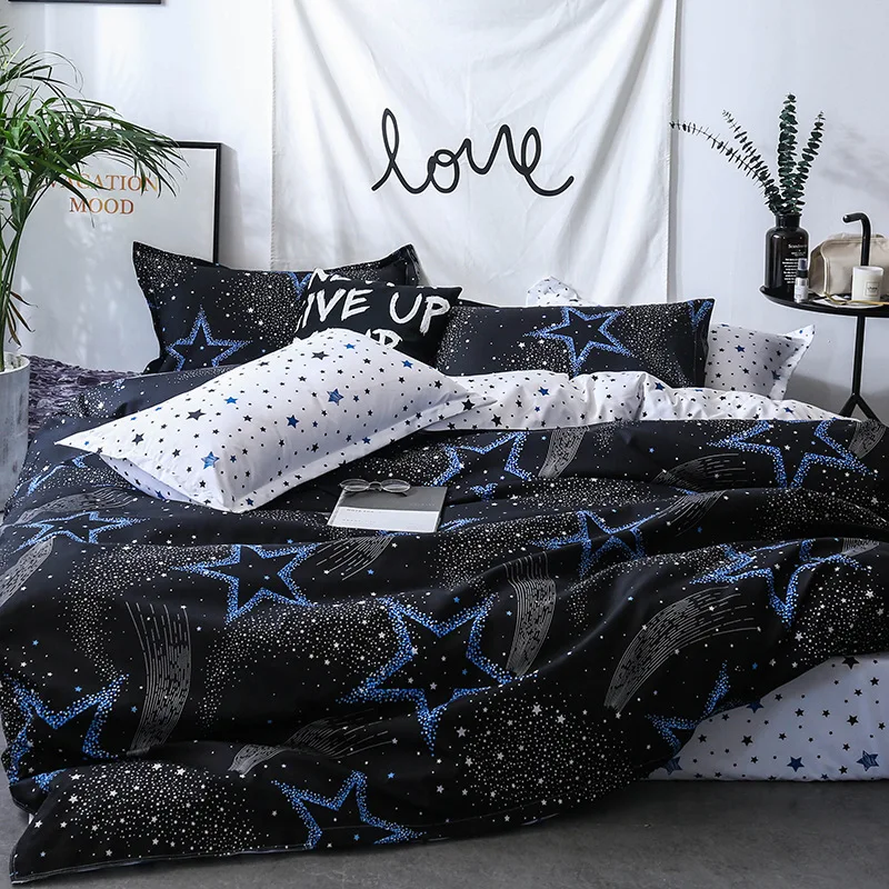 

Beauty Stars Polyester Bedding Sets Single Double Bed Duvet Cover Sets for Kids Adults 6 Sizes XF609-19