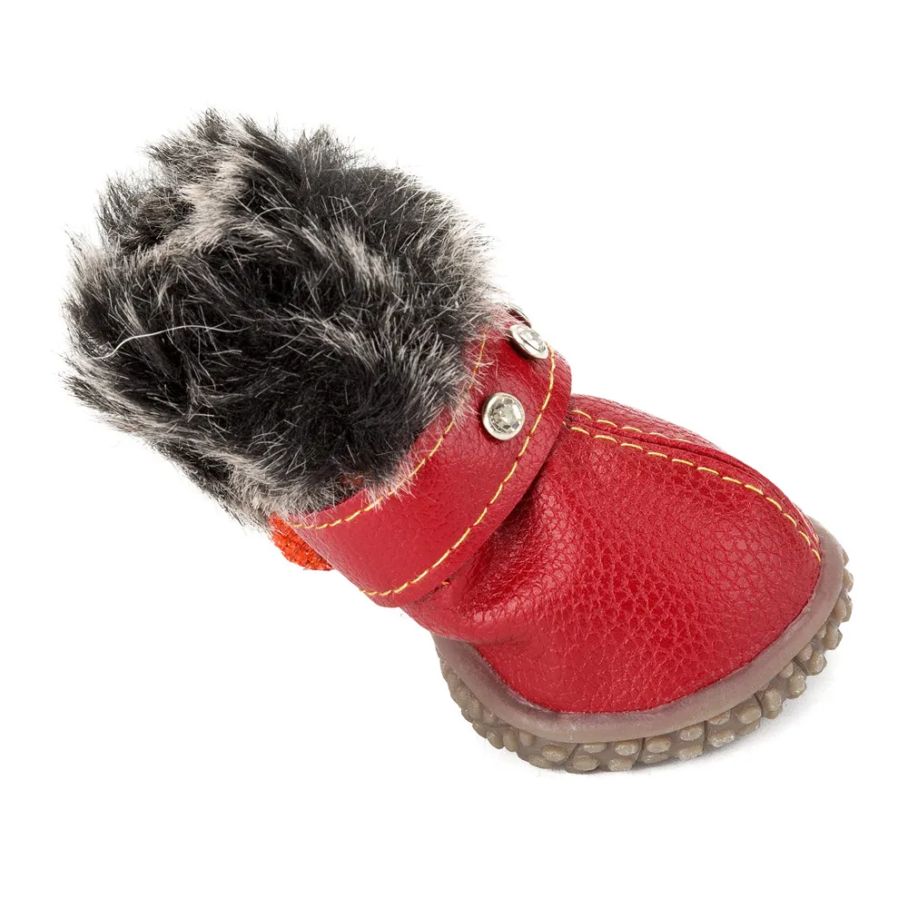 4 шт./компл. собака обувь однотонные Щенок зимние ботинки теплые Водонепроницаемый Повседневное обувь для собаки питомец Нескользящая водонепроницаемая обувь Тедди