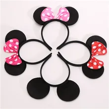 Headband Hair-Accessories Bows Christmas-Hairbands Mickey Ears Happy-Birthday-Party Minnie