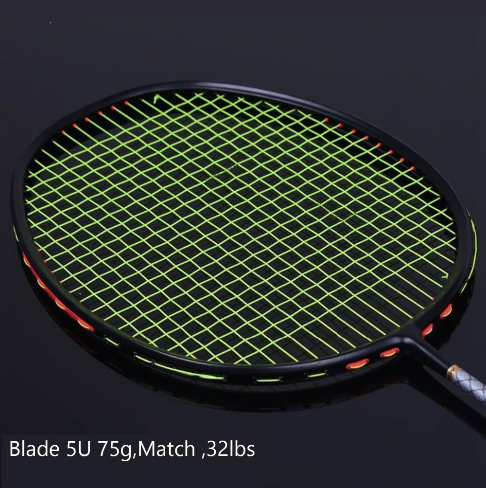 1pc 32LBS Badminton Racket Quality Full Carbon 5U Frame Attack and