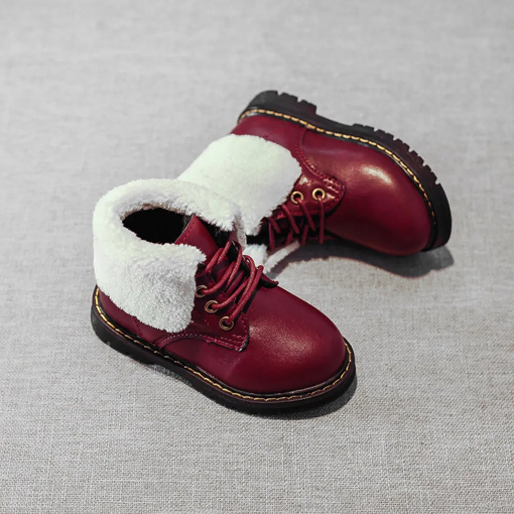 Telotuny малыша для мальчиков Обувь для девочек Martin тапки теплые Сапоги и ботинки для девочек Дети Повседневная детская обувь из искусственной