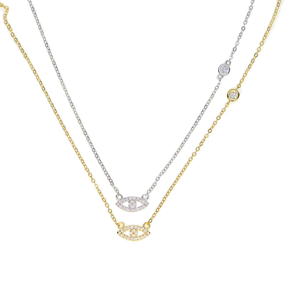 Высокое качество 2 цвета Серебро 925 пробы Изысканная тонкая цепочка Нежный крест сглаза соединитель серебряное ожерелье для женщин