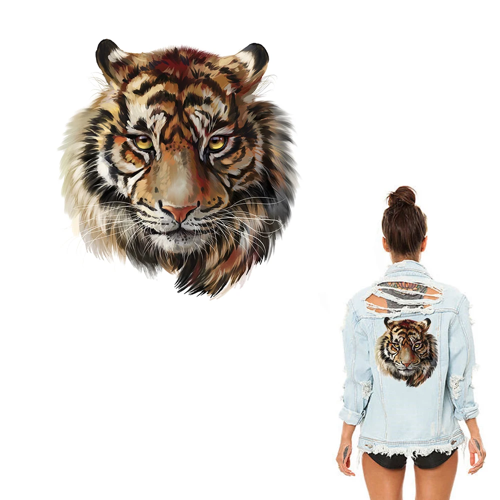 

Ironing Stickers Heat Transfer DIY Accessory Clothes Patches for Women Live Tiger Animal Patch A-level Washable Appliques