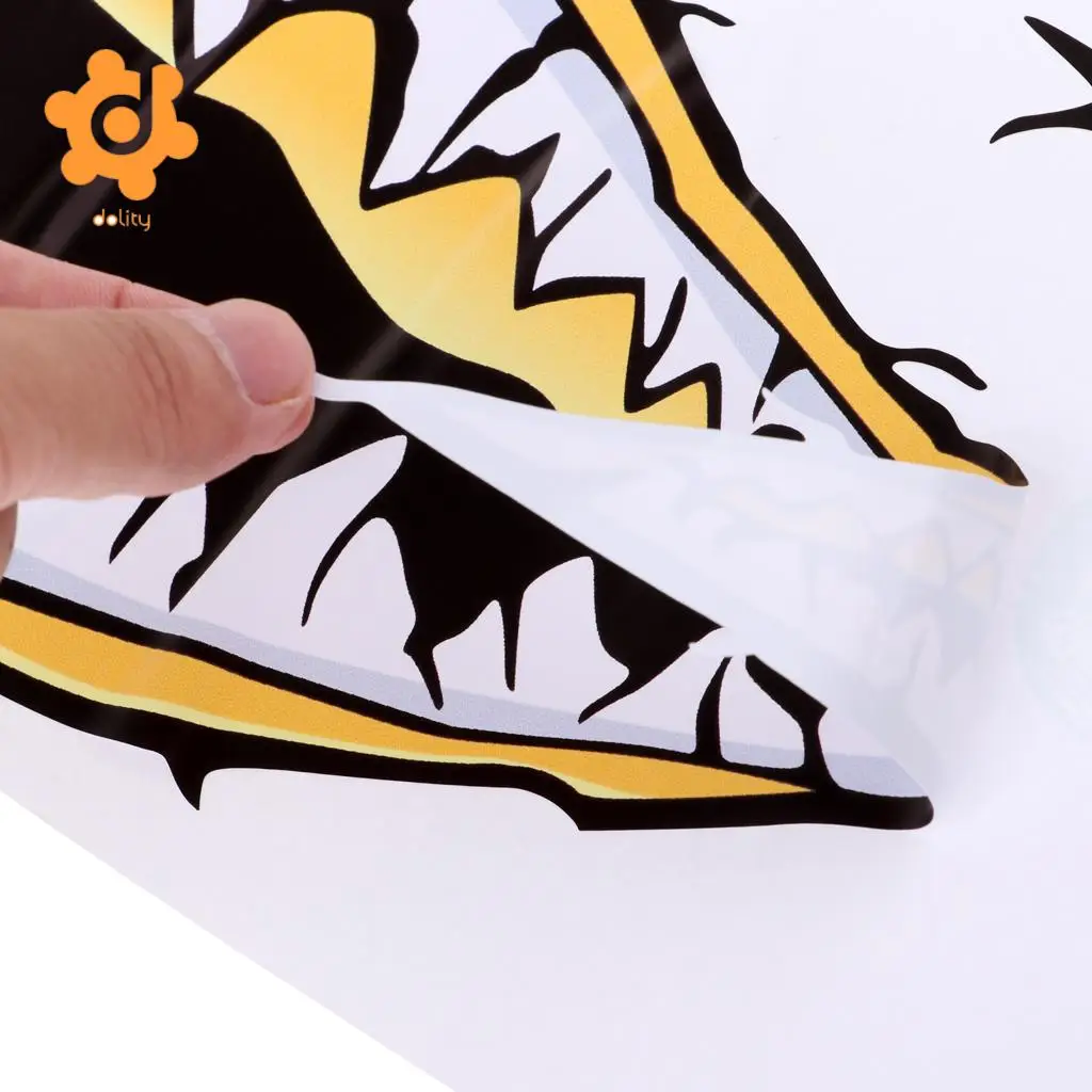 2 Pieces Large 3D Shark Teeth Mouth Eye Decals Sticker Kayak Fishing Boat Dinghy Car Bumper Graphics Accessories - Choose Colors