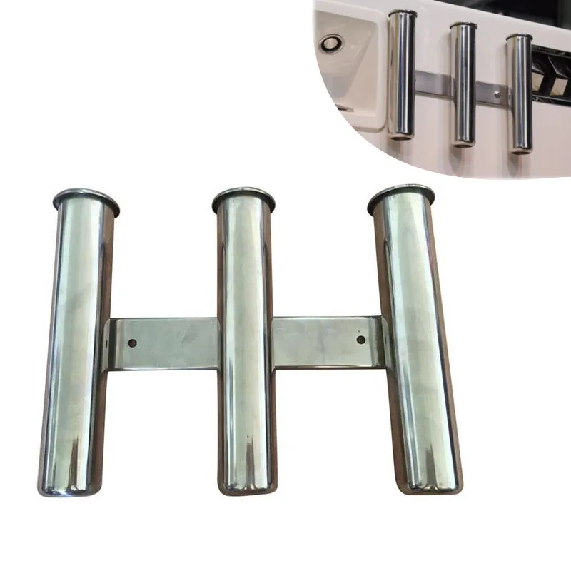 

3 Hole stainless steel fishing rod holders Silver rod racks for boats for marine boat yacht accessories 11-1/2''(290mm)