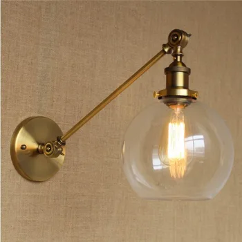 

Edison Retro Loft Style Industrial Wall Lamp with Glass Lampshade Brass Vintage Wall Sconce Stair Light Fixtures for Home Indoor