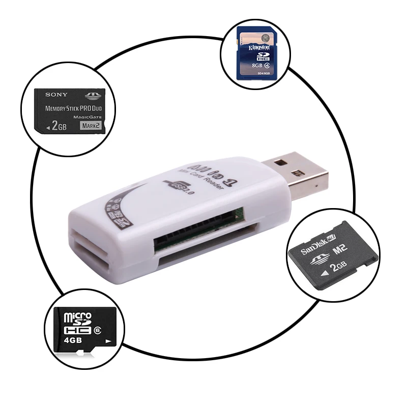 SR 4 в 1 USB кард-ридер многофункциональный SD TF MS M2 USB ридеры с формой Луны для компьютеров