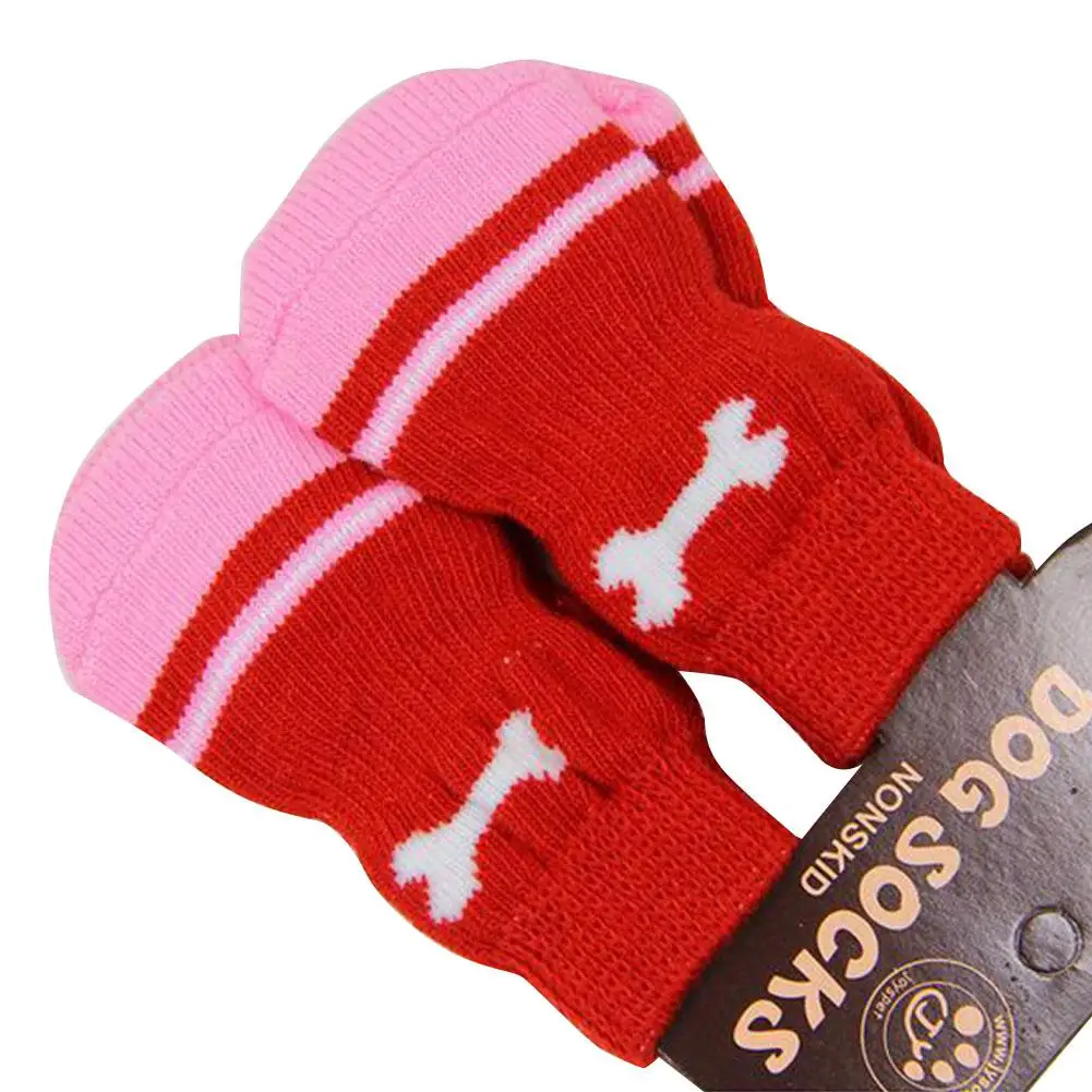Adeeing, 4 шт., милые цветные носки из хлопка с кошкой, противоскользящие теплые носки для домашних животных, разные цвета