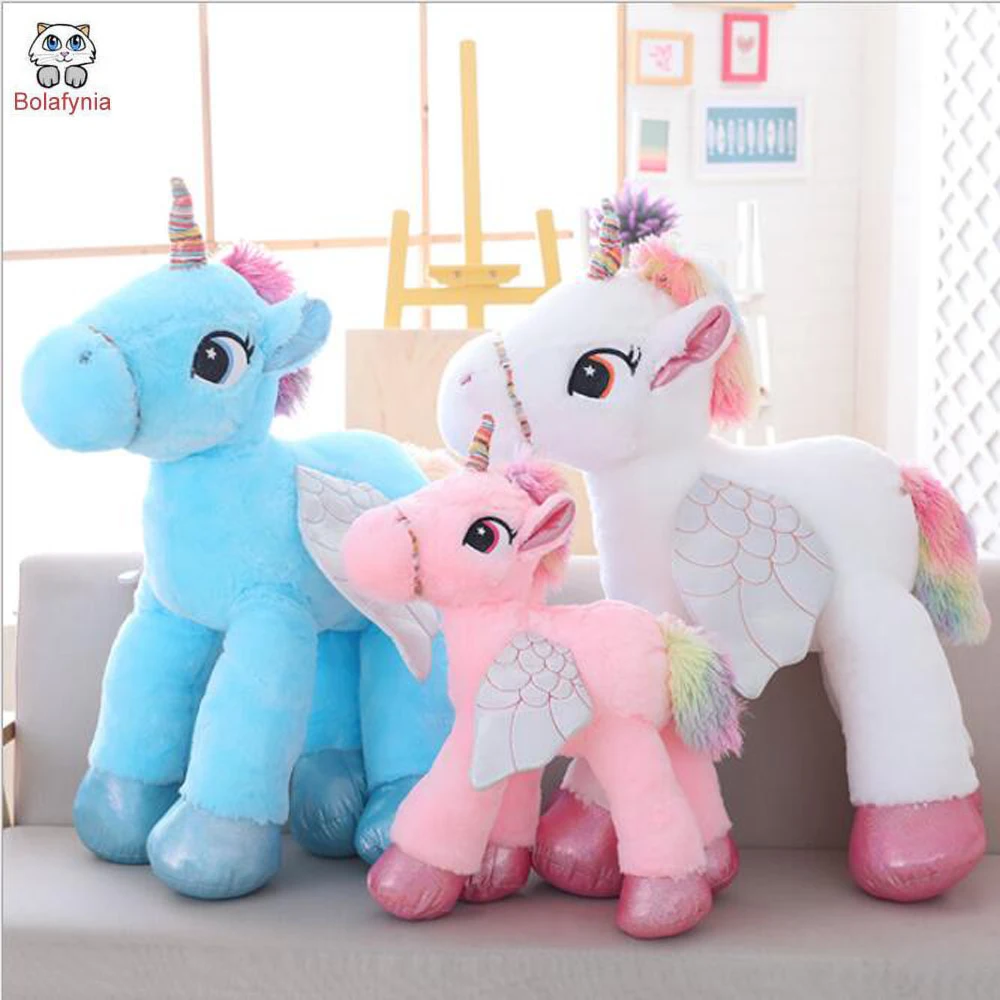 Children Plush Toys Colored Angular Wings Flying Horse Kids Baby Christmas Birthday Gift Stuffed Unicorn fashion girls sequins unicorn backpacks for children pvc mermaid shiny light schoolbags girls and boys cartoon shoulders bag