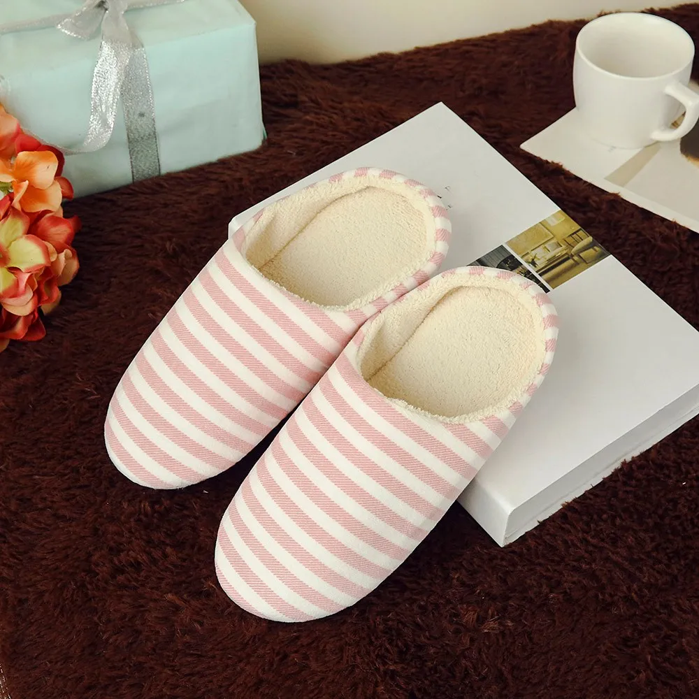 Sleeper#501 NEW Women Men Warm Striped Slipper Indoors Anti-slip Winter House Shoes casual home ladies hot Free Shipping