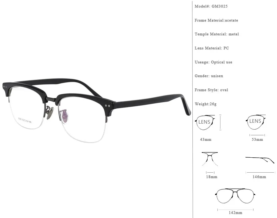 SPITOIKO Новый Стиль оптически рамки полный обод близорукость очки рецепт очки оправы GM3025