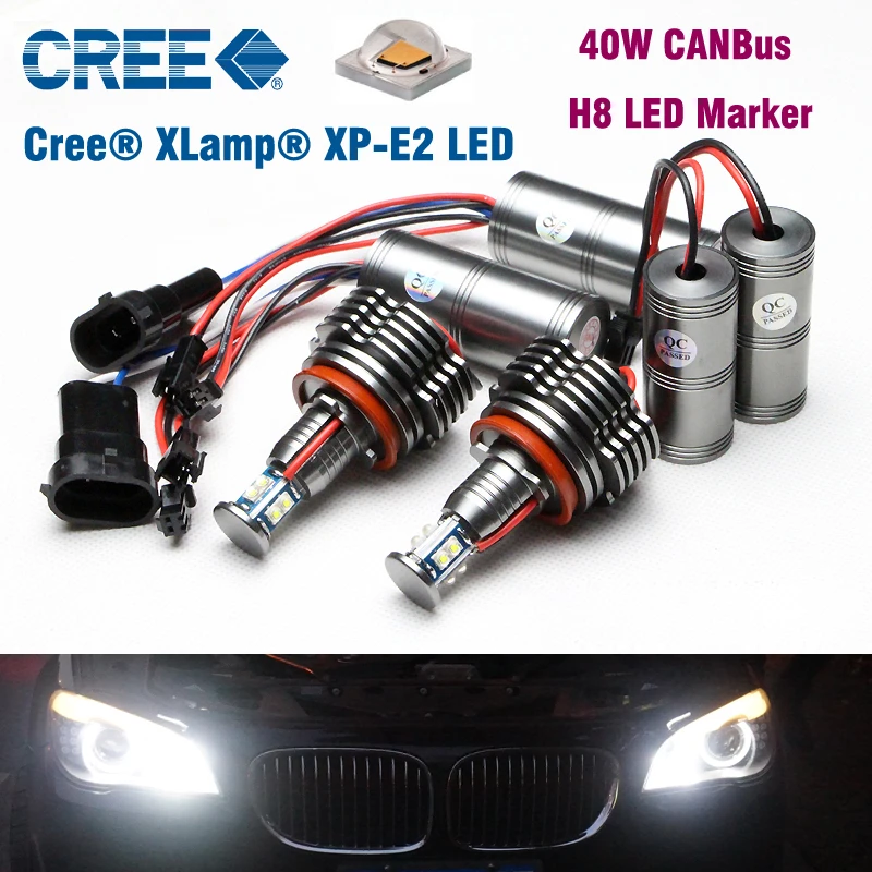 

40W LED Angel Eyes Bulbs H8 LED Marker lights Canbus for BMW X5 X6 E70 E71 E91 E92 M3 E87 E82 E93 LED Headlight Bulbs White