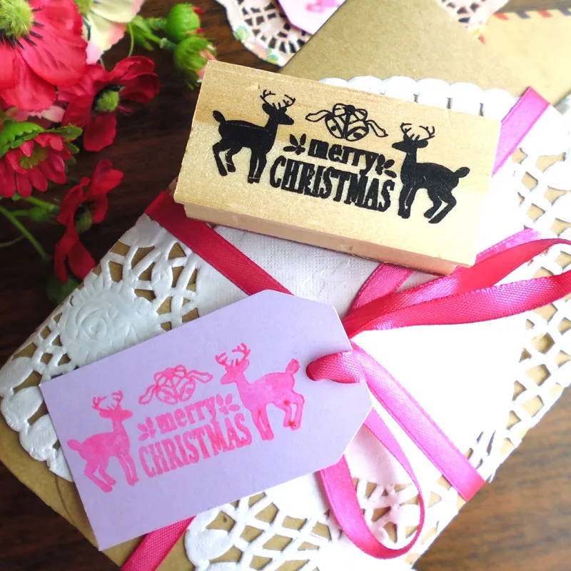 Деревянный штамп в виде оленя 6 х3 см|wood stamp|diy giftstamp stamp |