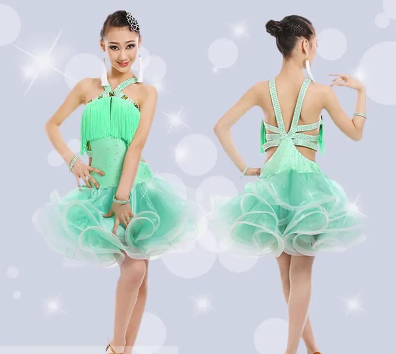 

Girl Latin Dance rumba samba Clothing Girls Salsa Dresses Girls Stage Wear Costumes kid's ballroom dressing Chinese Folk Dancing