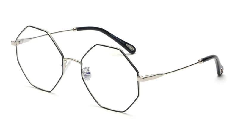 Peekaboo, оптические очки, оправа для женщин, Ретро стиль,, золото, металл, негабаритные, восьмиугольные, полигональные очки для защиты компьютера, для мужчин - Цвет оправы: silver