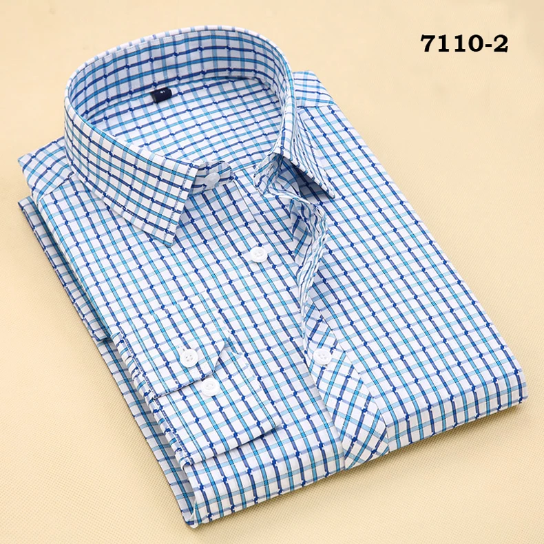 Высокое качество Мужская классическая клетчатая рубашка с длинным рукавом рубашка мужская деловая официальная рубашка мужская одежда Camisa Masculina
