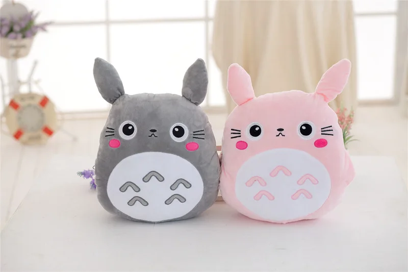 Travesseiro com Cobertor 3 em 1 Japão Pelúcia Totoro Bonito Macio Flanela Recheado Mão Mais Quente Almofada Pendurado Ornamento Boneca Brinquedo 1pcs 2 Brinquedos e hobbies