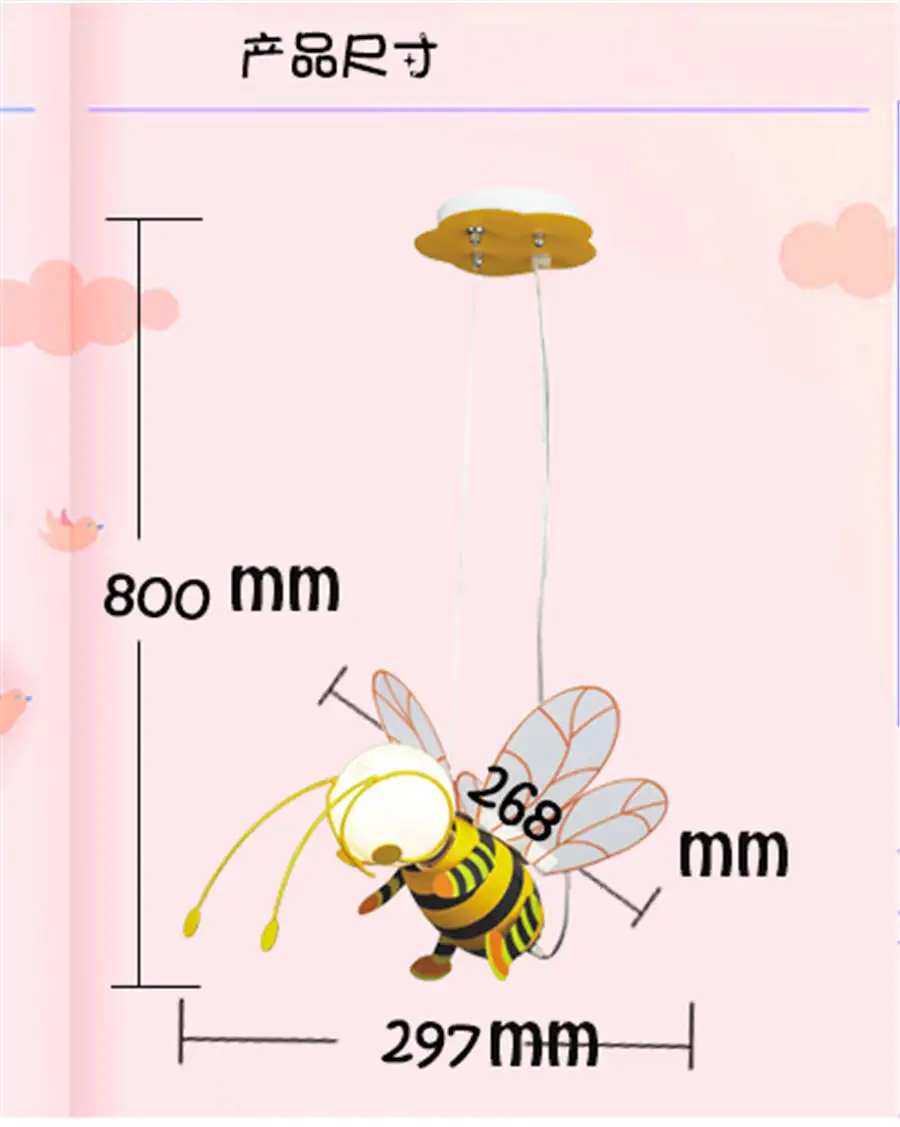 Арт-деко прекрасные пчелы led подвесные светильники для детей спальни исследование творческой столовая светильники мультфильм дети