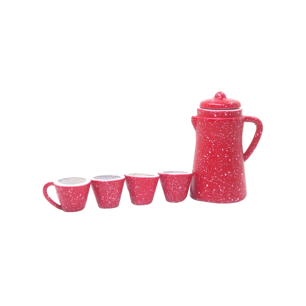 1:12 Dollhouse Miniature 5 PCS of Porcelain Pot Kettle Cups Set Dining ware Kitchen Decor Toy