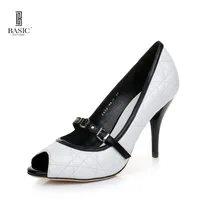 Основные Издания Женщины Высокие Каблуки Весна Лето Овчины Peep Toe Пряжка Ремень Обуви-4430-05