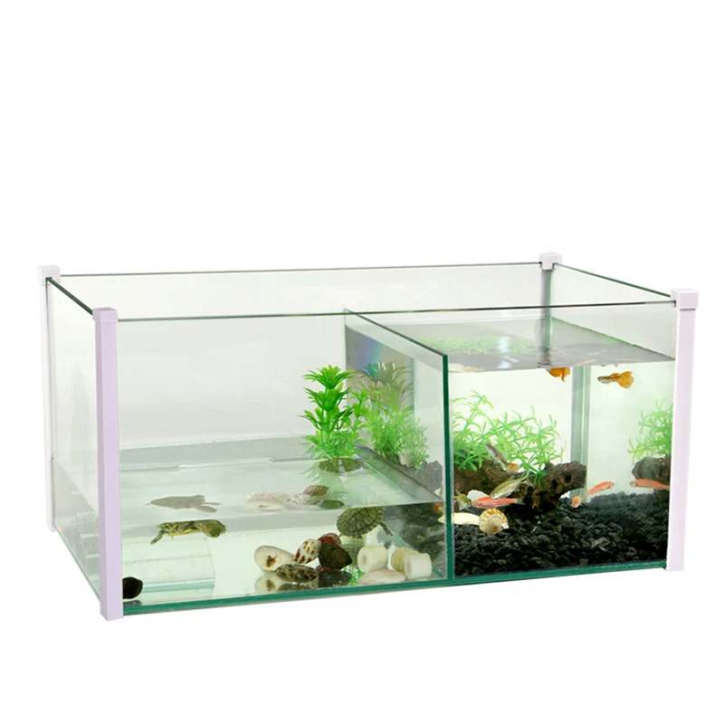 

Special Tank for Turtle Culture Small Water and Land Tank with Balcony Villa Glass Goldfish Tank Tortoise Mixed Tank Turtle Tank