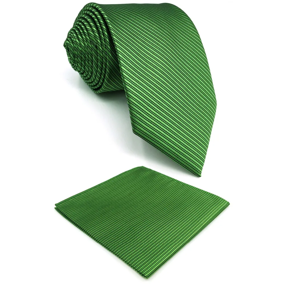 

E19 Solid Green Silk Tie Silk Bow Tie Pocket Square Set Extra Long 6cm Slim Tie