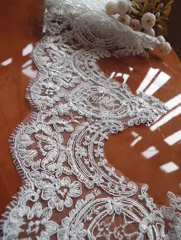 

white alencon trim cord lace bridal lace trim veil trim lace CG063DB 10 yards