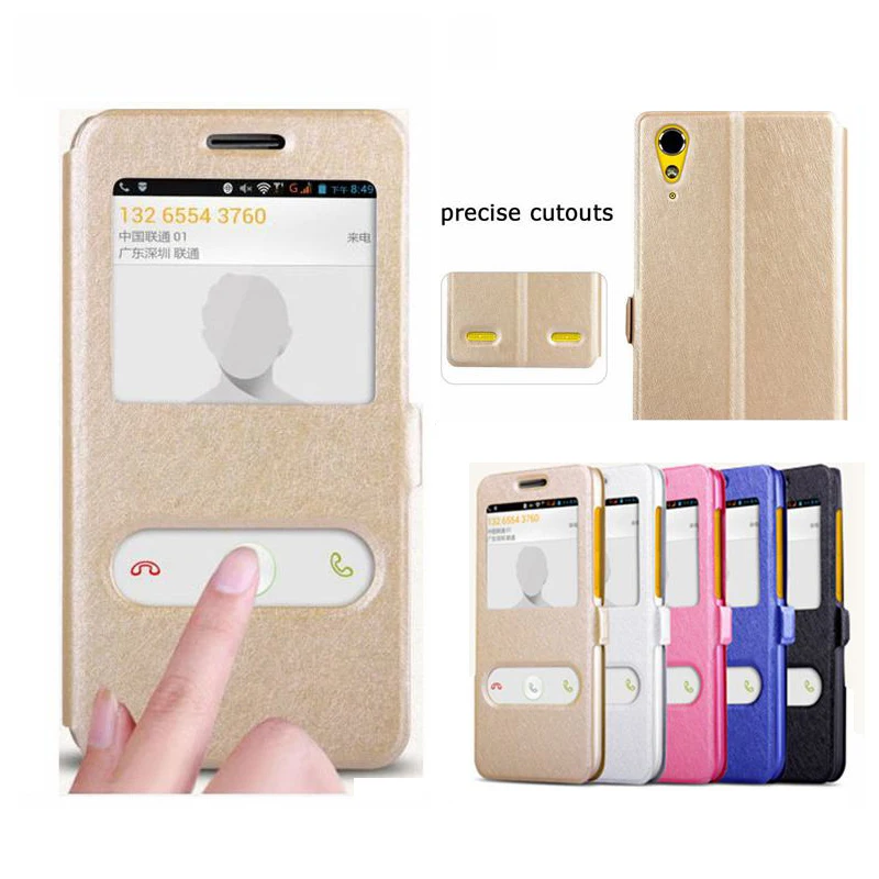 

Silk Grain Leather Phone Case For Lenovo K3 A6000 A6010 Quick Answer View Window Flip Cover Capa For Lenovo K3 A6000 A6010 5.0"