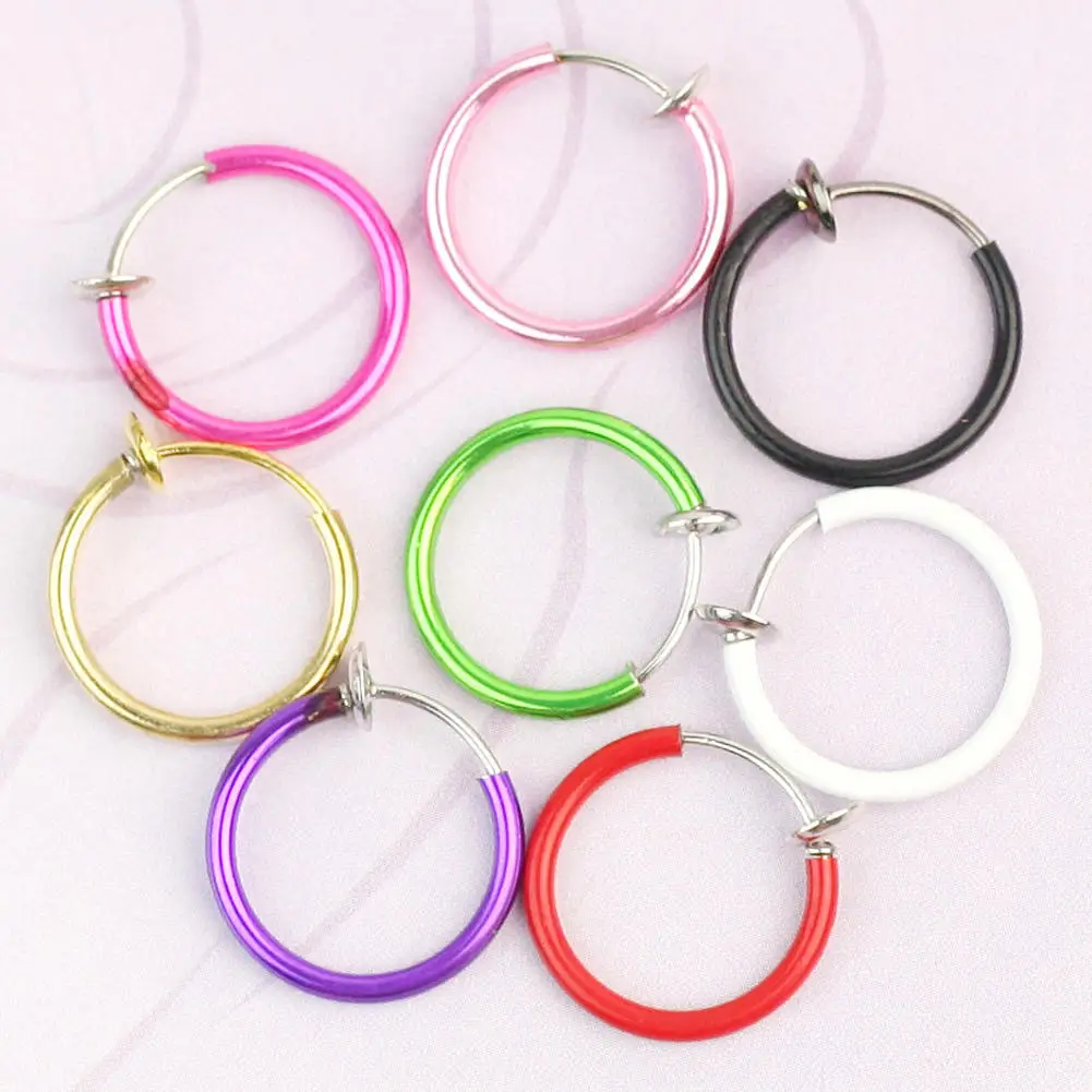 8pcs 2016 New Gothic Punk Septum Clip On Fake Piercing Nose Lip Rings