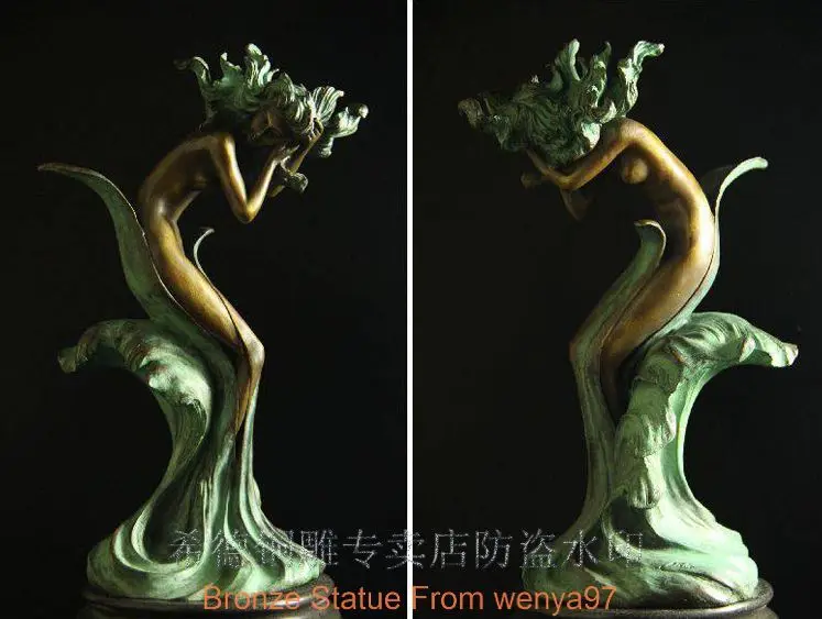 

Art Deco Sculpture The Little Mermaid Bronze Statue QQ EW