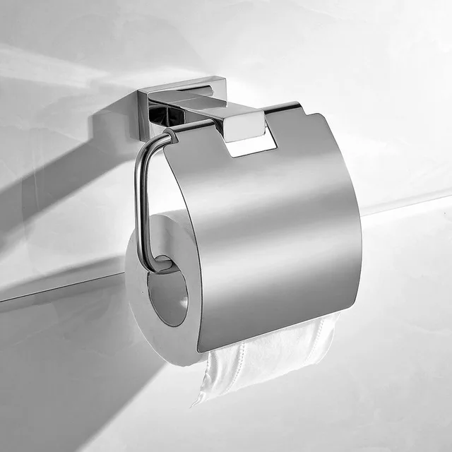 SUS304 набор оборудования из нержавеющей стали для ванной комнаты хромированное зеркало полированный держатель туалетной бумаги крючок для халата полотенца бар аксессуары для ванной комнаты - Цвет: Shell Paper Holder