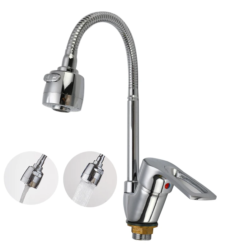 

1 Solid Kitchen Mixer Cold And Hot Flexible Kitchen Tap Contemporary Single Lever Hole Water Tap Kitchen Faucet Torneira Cozinha