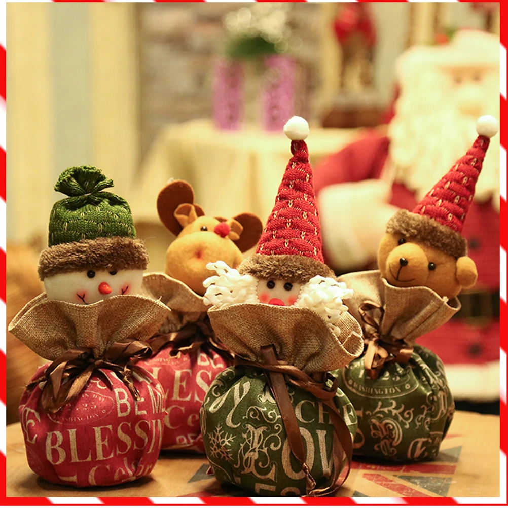Мультяшная Рождественская портативная конфетная сумка утепленная тряпичная сумка Снеговик Санта Подарочная сумка домашние Декорации для вечеринки(лося