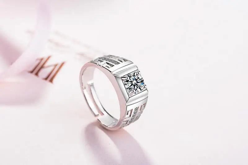 Новое модное регулируемое классическое кольцо 925, серебристый циркониевый мужское черное кольцо из эмали, мужские кольца на палец