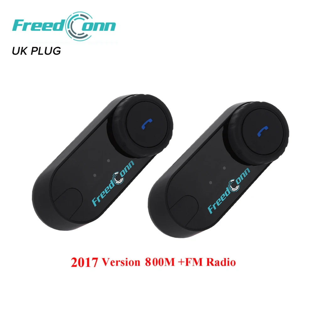

2pcs 800M FreedConn Motorcycle Helmet Bluetooth Intercom Wireless Headset BT Interphone LCD Screen FM Radio For 3 Riders UK PLUG