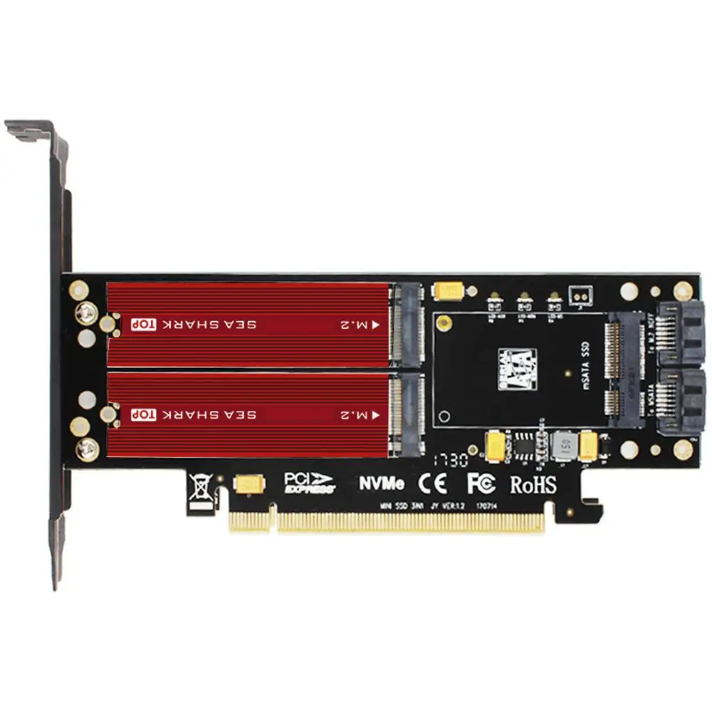 JEYI SK16-PRO NVME адаптер NGFF x16 PCI-E3 полная скорость M.2 2280 алюминиевый лист теплопроводность силиконовая пластина-вентилятор охлаждения SSD