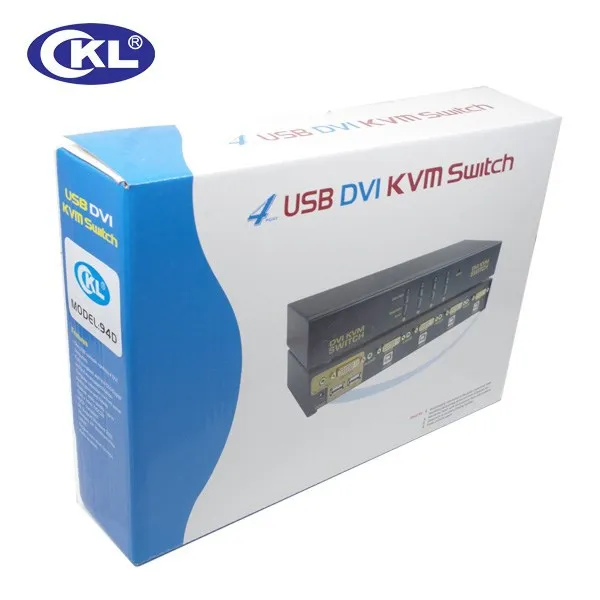 CKL-94D 4 порта USB DVI KVM переключатель с аудио и функцией автоматического сканирования металл