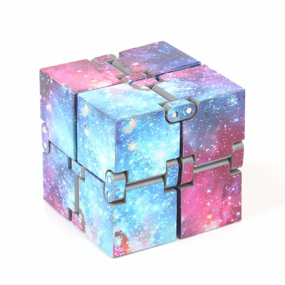 Infinity Cube Prime Fidget Finger Toy Galaxy Pressure Reduction 4x4x4cm Hand Killing Time for Kids Adults Stress Anxiety ADHD