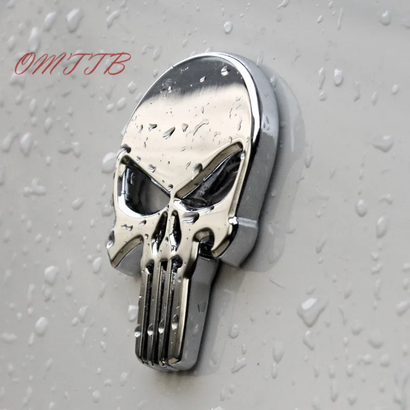 

3D Metal The Punisher Skull Emblem Badge Car Stickers and Decals Auto Truck Motorcycle for bmw benz audi mazda kia Car Styling