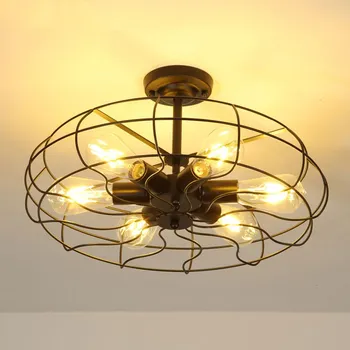 

Vintage Industrial Retro led Ceiling Lamp Edison Light E27 Holder Iron Restaurant Bar Attic Bookstore Cage Lamp Ceiling Lights