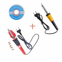 Flexsteel 1 шт. 220 В 40 Вт древесная пирография набор инструментов с 5 деревянными наконечниками+ 1 шт. 220 в 30 Вт Электрический паяльник+ 1 шт. паяный фитиль