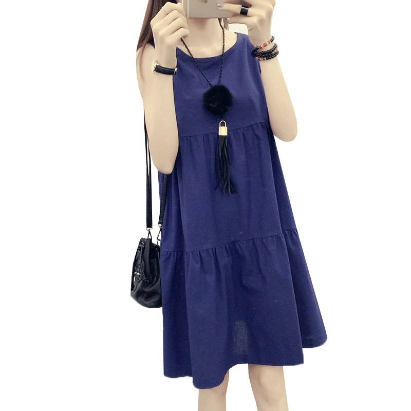 

Women Sexy Sleeveless Cotton Linen Dresses New Summer Dress Plus Size 4XL Retro Ethnic Casual Loose Solid Vestidos AB169