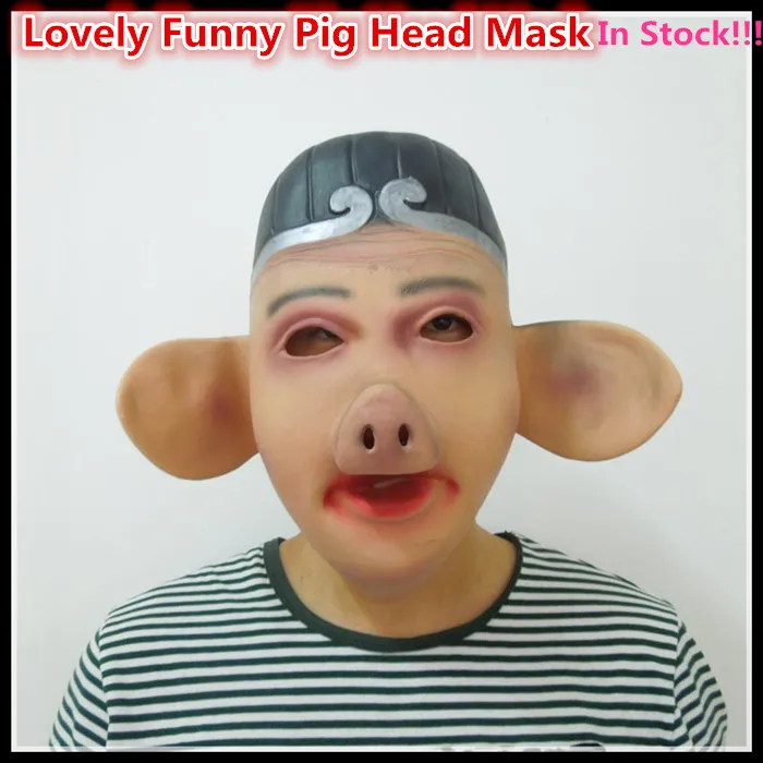 

Free shipping Halloween Magical Creepy Adult Pig Head Latex Rubber Mask Animal Pig Face Mask Party Costume Prop Toys Free size